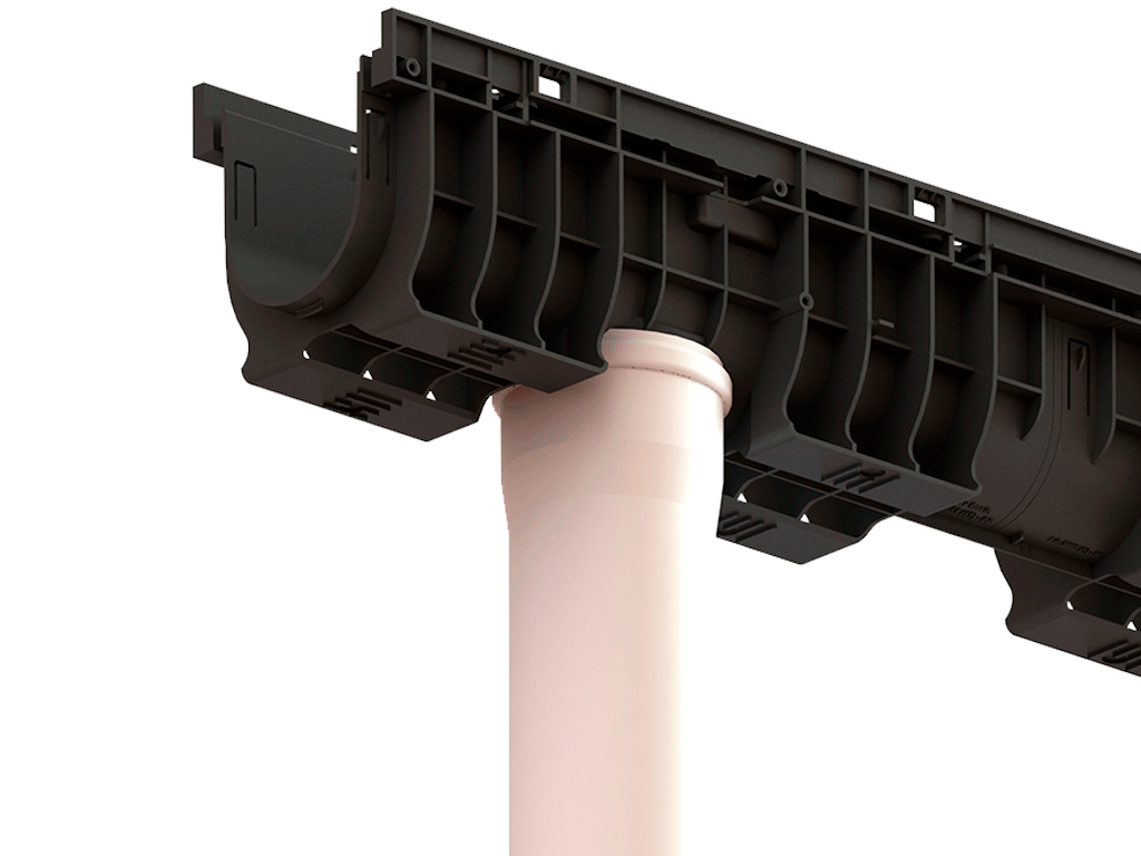 Rigolă din plastic BASE DN100 H120 cu grătar metalic zincat în fante clasa de sarcini A15